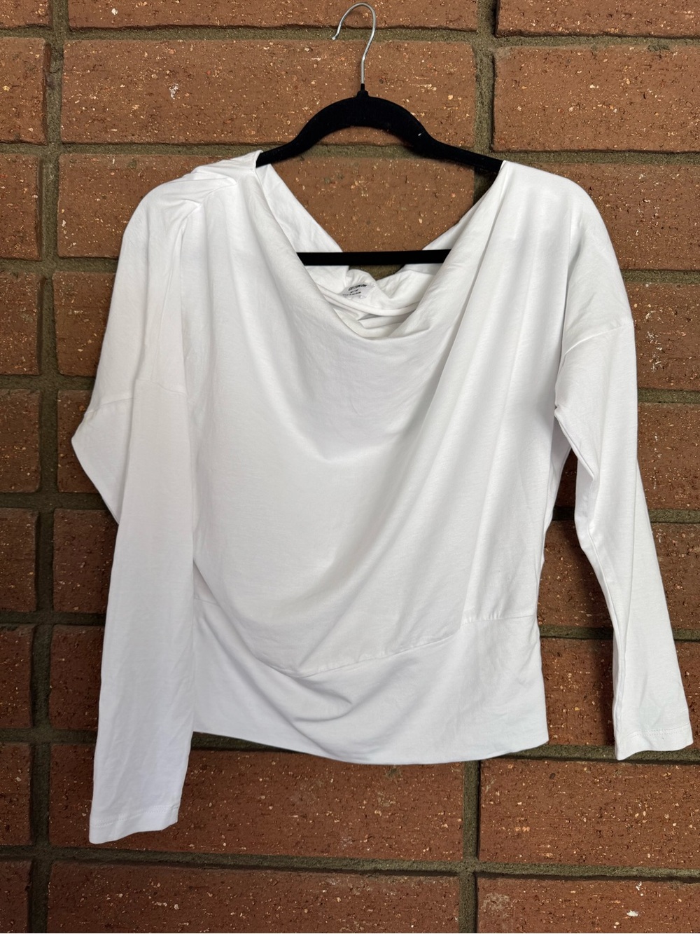 Cotton On White Cowl Neck Draped Long Sleeve Top M